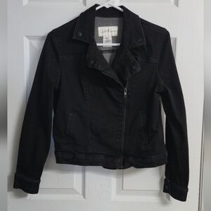 Black Denim Jacket Jaclyn Smith Size Medium
